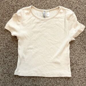 H&M Cream Ribbed Tee